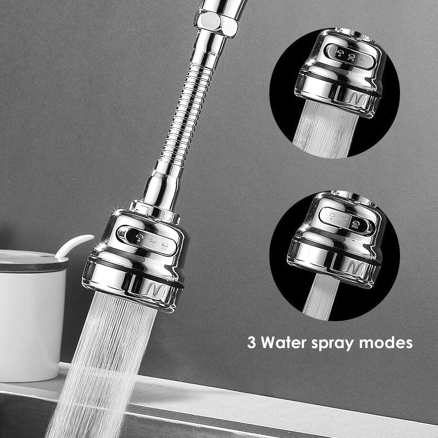 Aireador de fregadero de cocina con manguera, giratorio antisalpicaduras, accesorio rociador de grifo de 3 modos ajustable para fregadero de cocina,