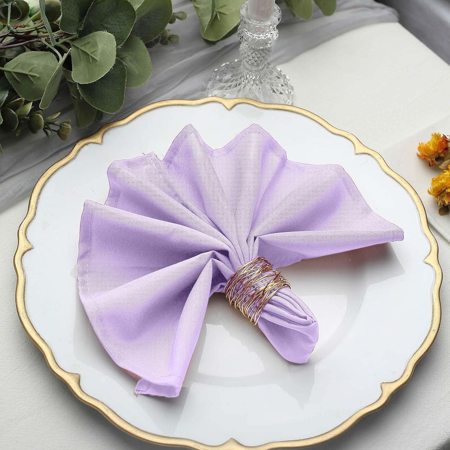 Efavormart – Paquete de 25 servilletas de tela sin costuras color lavanda, lino resistente a las arrugas, 17 x 17 pulgadas
