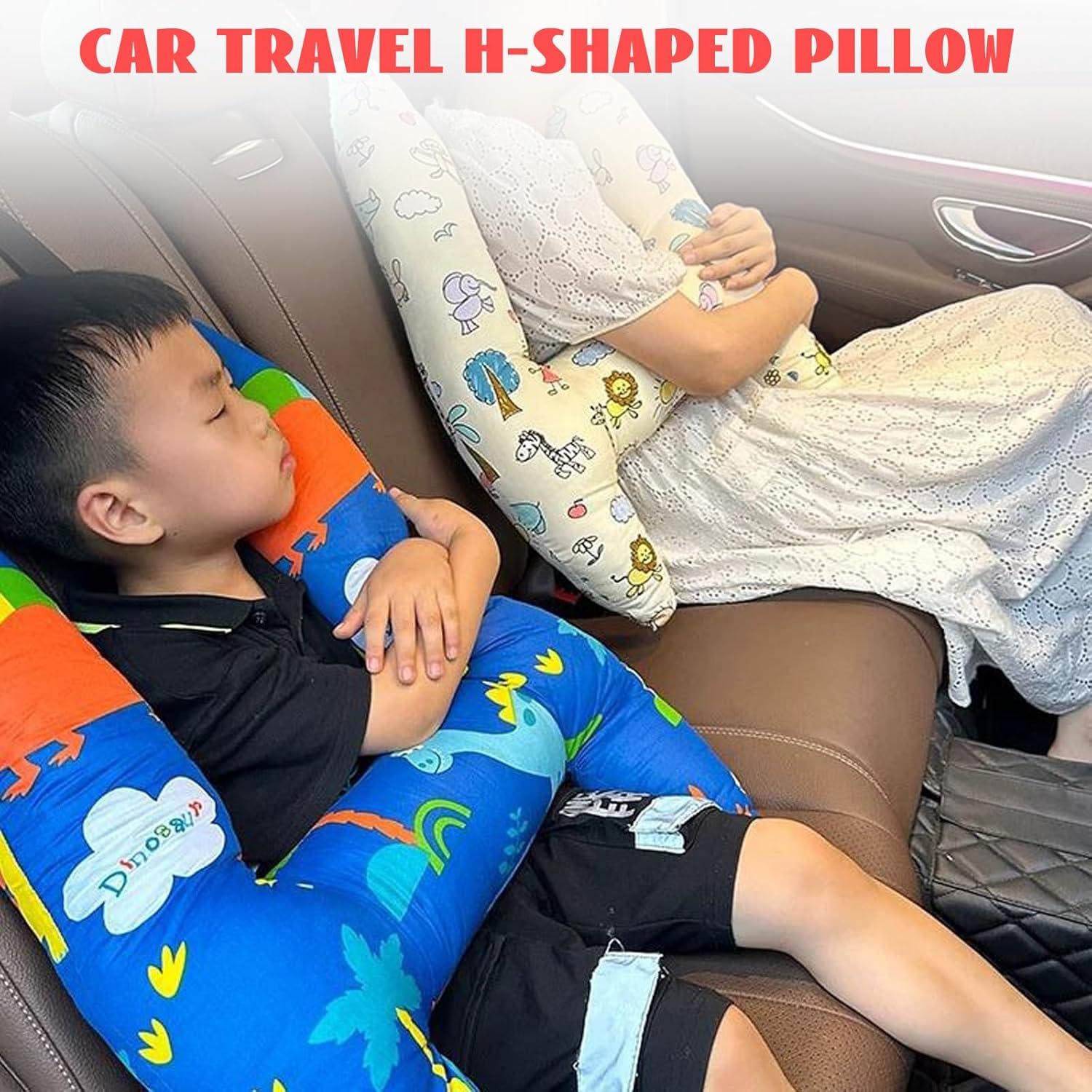 Soporte para la cabeza del coche en forma de H, almohada de viaje de coche de 28 x 22 pulgadas con reposacabezas para niños y adultos para cabeza,