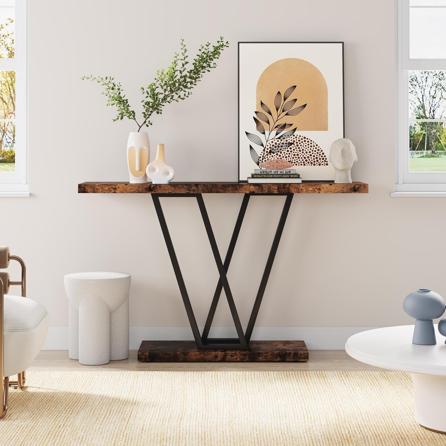 VANOMi Mesa consola de 43 pulgadas, mesa de pasillo industrial para entrada, mesas de entrada para puerta delantera, mesa de sofá estrecha para sala