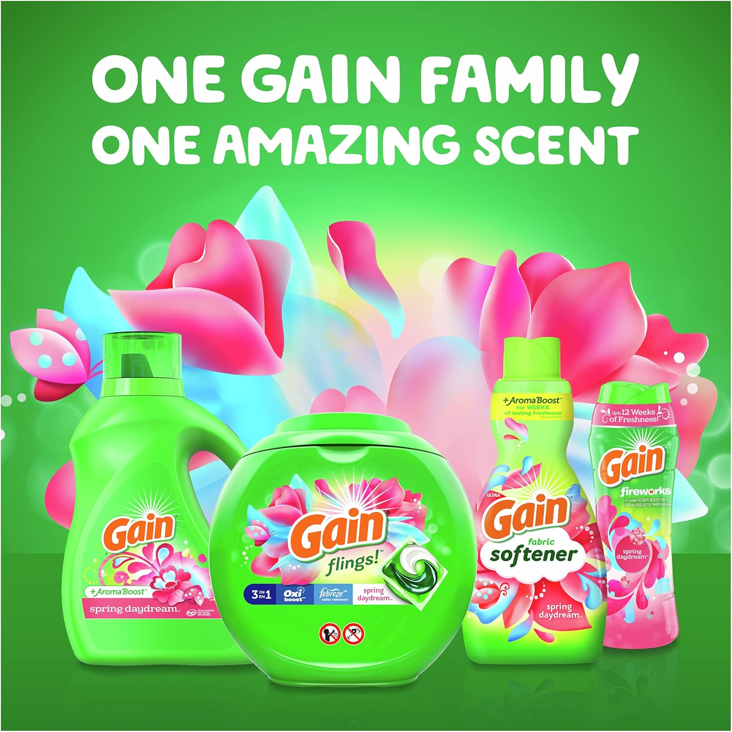 Gain Fireworks – Cuentas potenciadoras de aroma para lavandería, compatible con HE, aroma Spring Daydream, 24 onzas líquidas