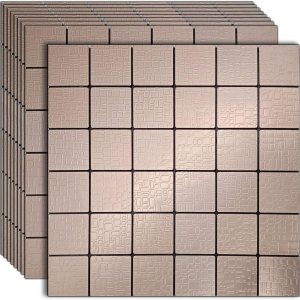 WEIMEI – Azulejo de pared de metal para salpicaduras de 12 hojas, calcomanías de pared 3D adecuadas para cocina, pared y baño (rosa 2) WEIMEI – Azulejo de pared de metal para salpicaduras de 12 hojas, calcomanías de pared 3D adecuadas para cocina, pared y baño (rosa 2)