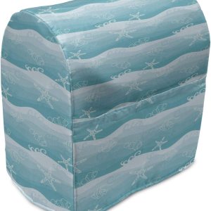 Ambesonne Funda náutica para batidora, diseño de estrellas de mar y peces en ondas de efecto degradado, funda organizadora de electrodomésticos de Ambesonne Funda náutica para batidora, diseño de estrellas de mar y peces en ondas de efecto degradado, funda organizadora de electrodomésticos de