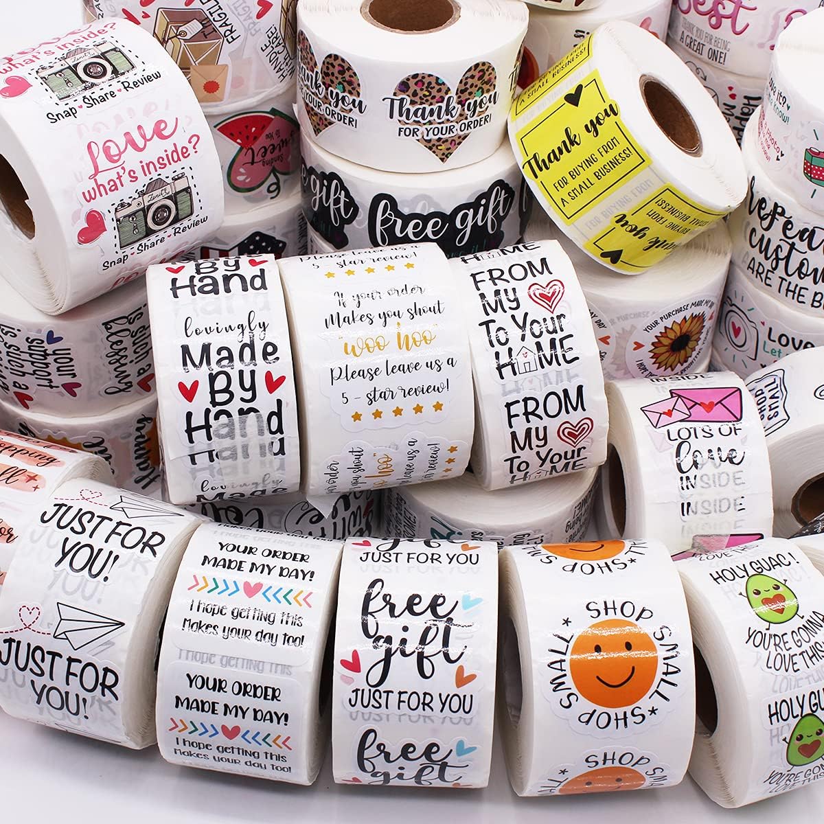 Littlefa 1.5in por favor deja un comentario con pegatinas de diseño de color, pegatinas de agradecimiento, pegatinas de panadería, pegatinas hechas