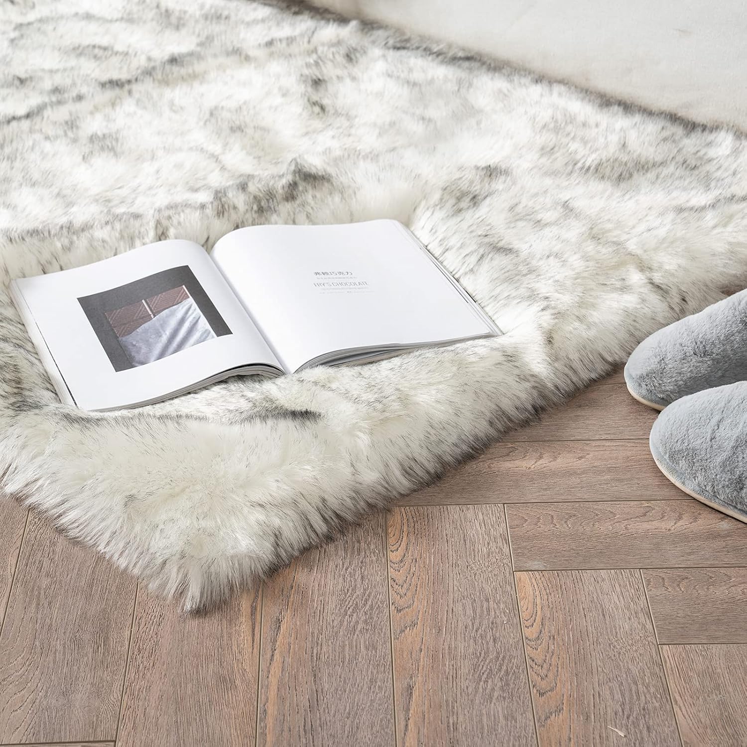 MIULEE – Tapete rectangular de pelo sintético, decorativo, supersuave, mullido, para poner al lado de la cama, sofá, suelo y habitación del bebé, 2