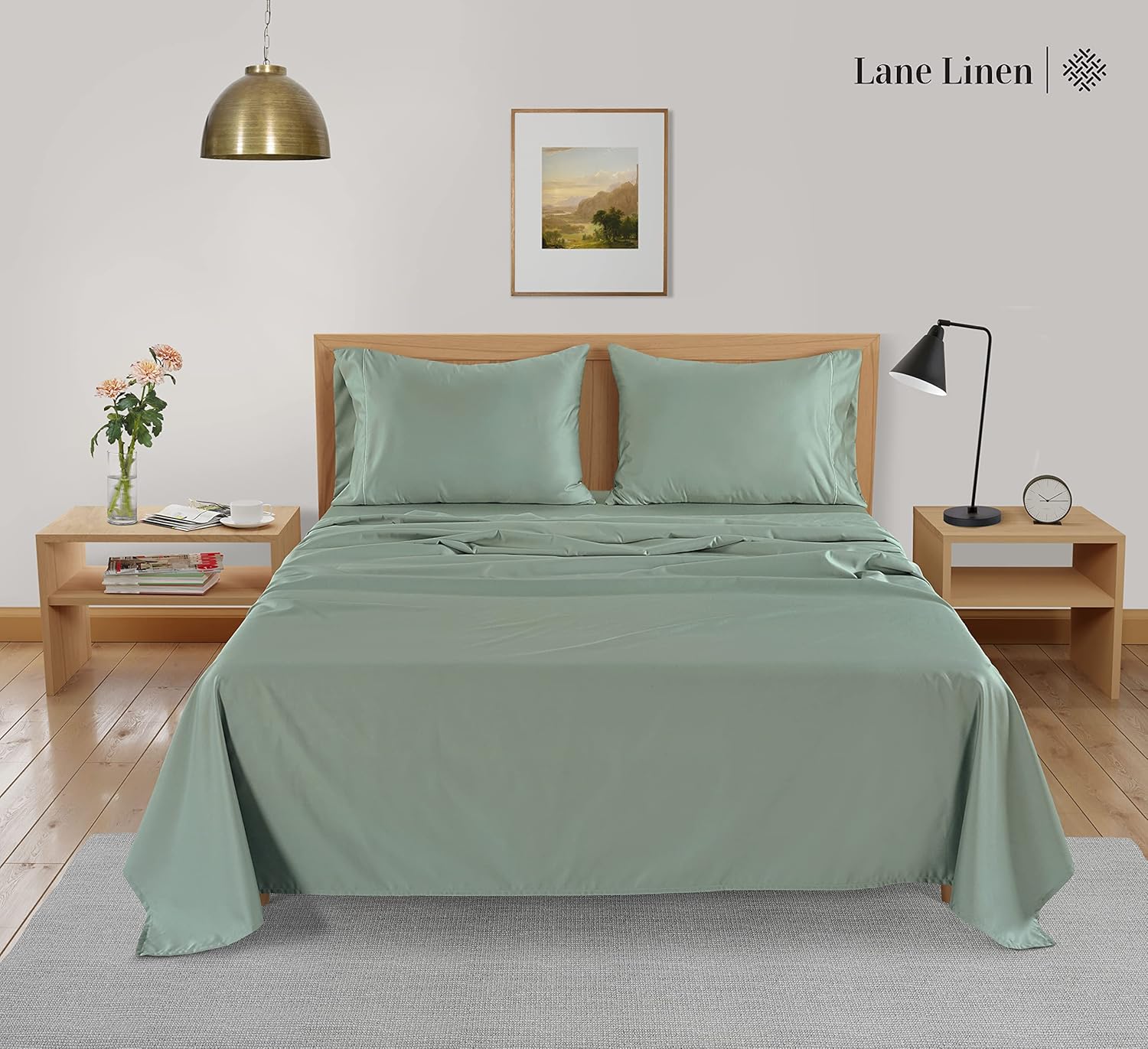 LANE LINEN Sábanas tamaño California King, sábanas refrescantes transpirables para cama tamaño California King, sábanas suaves, juego de sábanas de