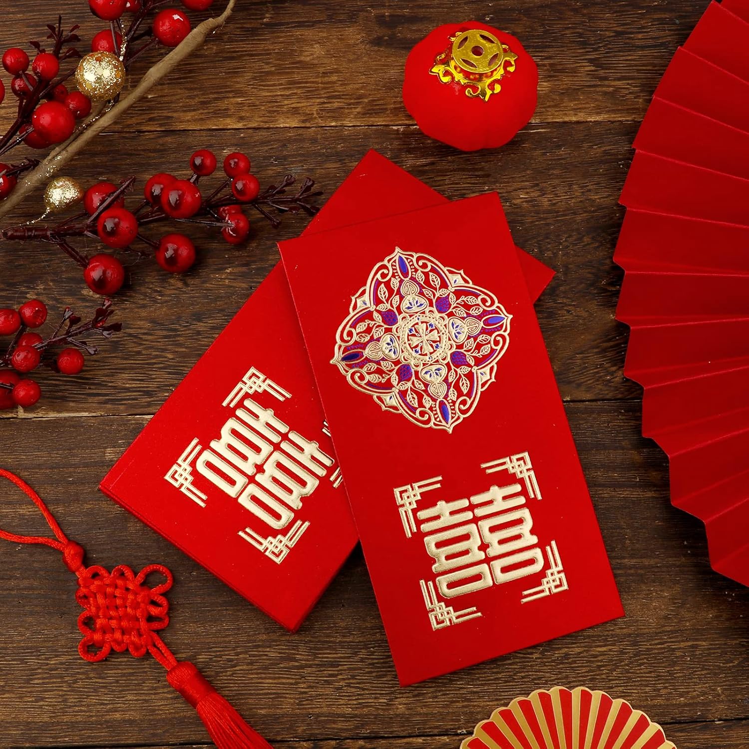 SAVITA 12 sobres rojos de boda, sobres rojos tradicionales chinos para boda, sobres de dinero de la suerte, sobres de boda, Hong Bao, boda, paquetes
