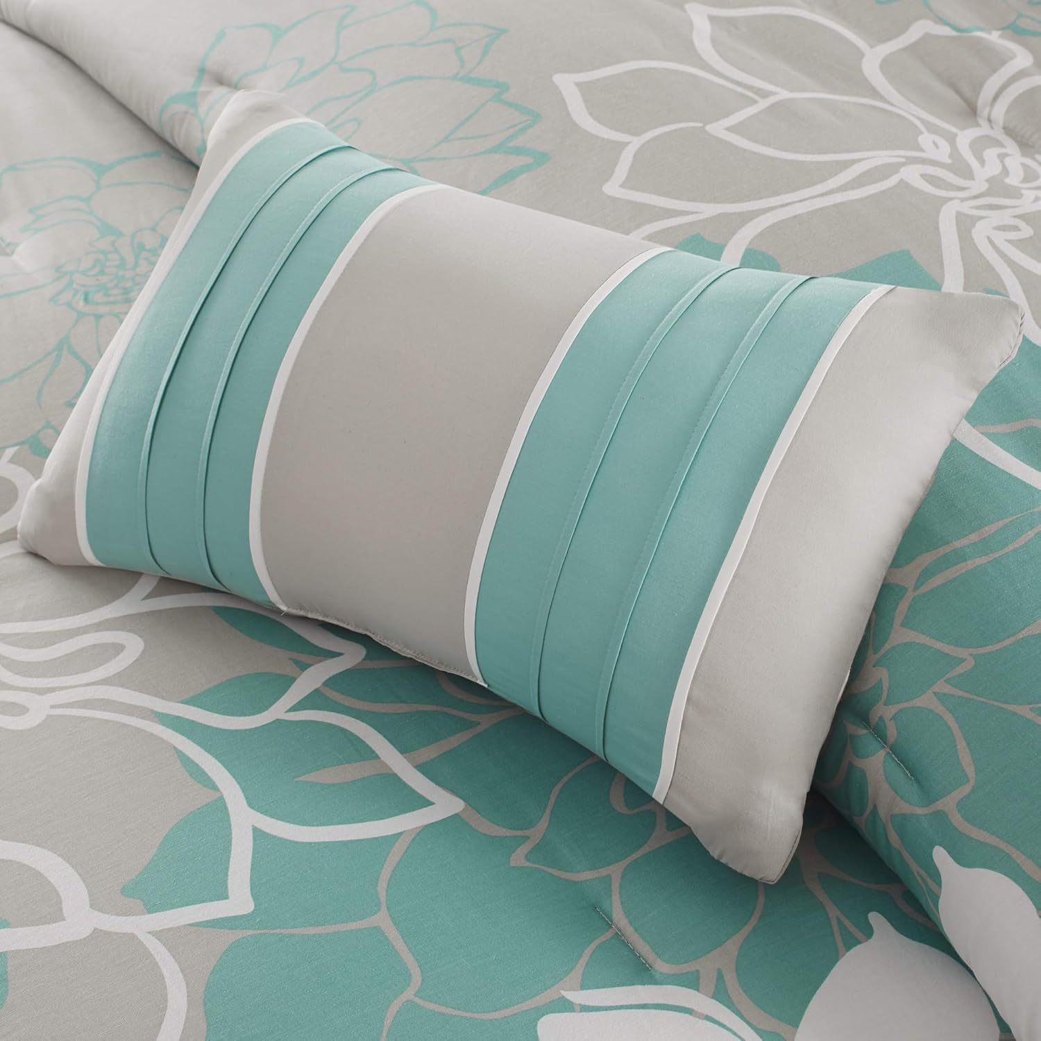 Madison Park. Juego de edredón Lola, de satén de algodón, diseño casual de medallón floral para todas las temporadas, fundas de cama, falda,