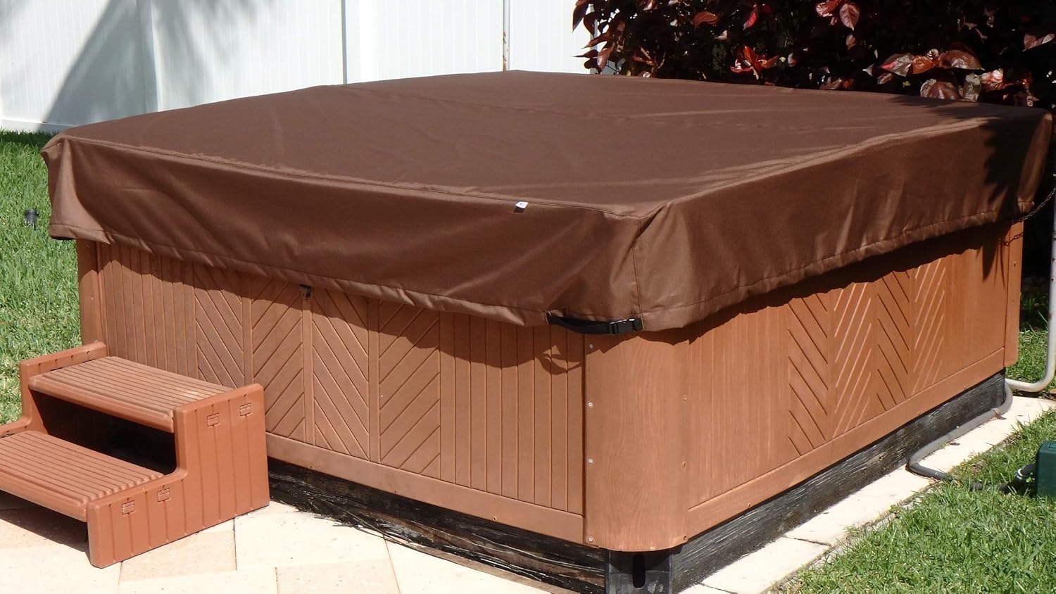 Tapa resistente para bañera de hidromasaje y spa, 95 x 95 pulgadas, impermeable, poliéster 600D, hebillas ajustables de liberación rápida