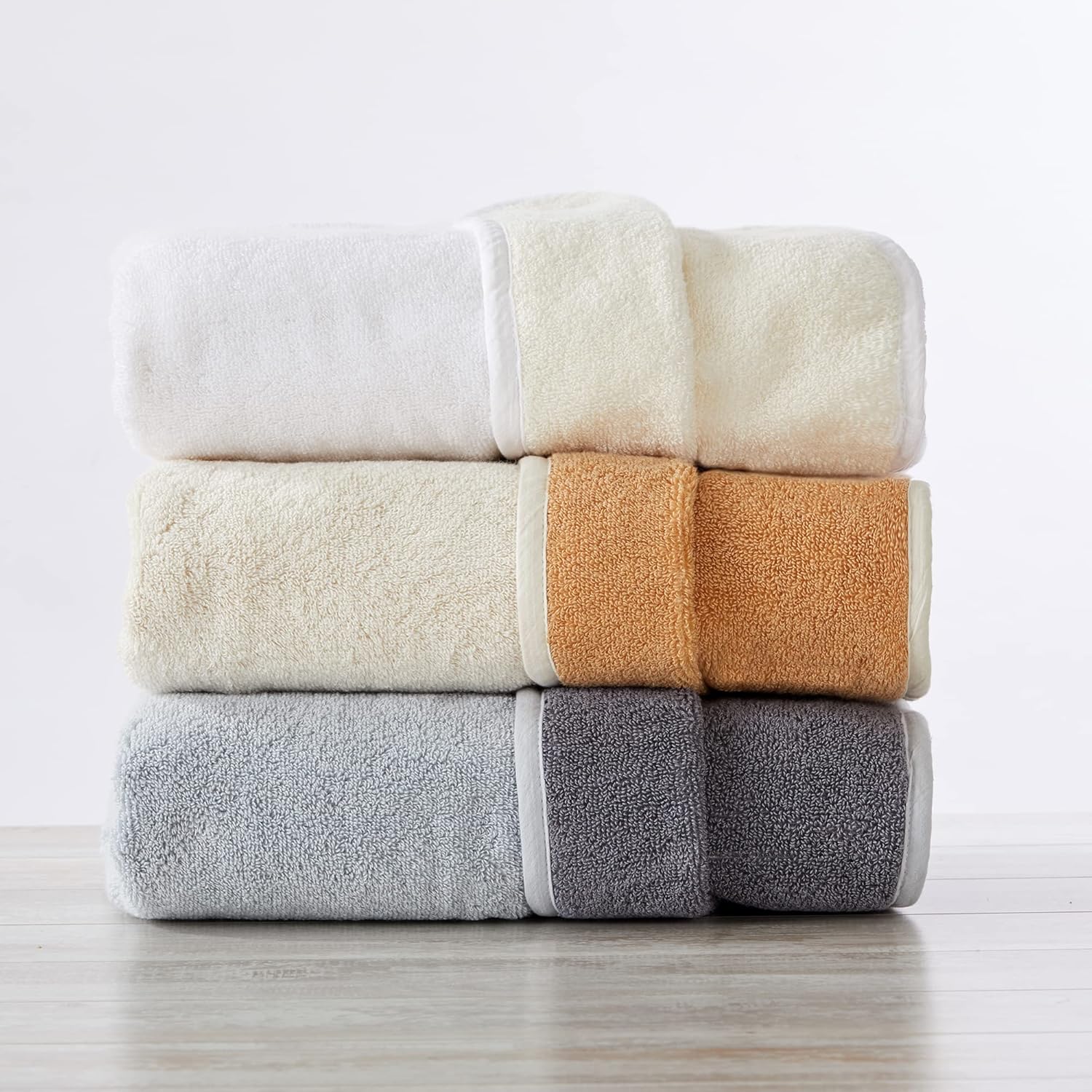 Toallas de baño reversibles de dos tonos 100 % algodón, absorbentes de secado rápido, de felpa de la colección Vanessa (2 unidades), griscarbón
