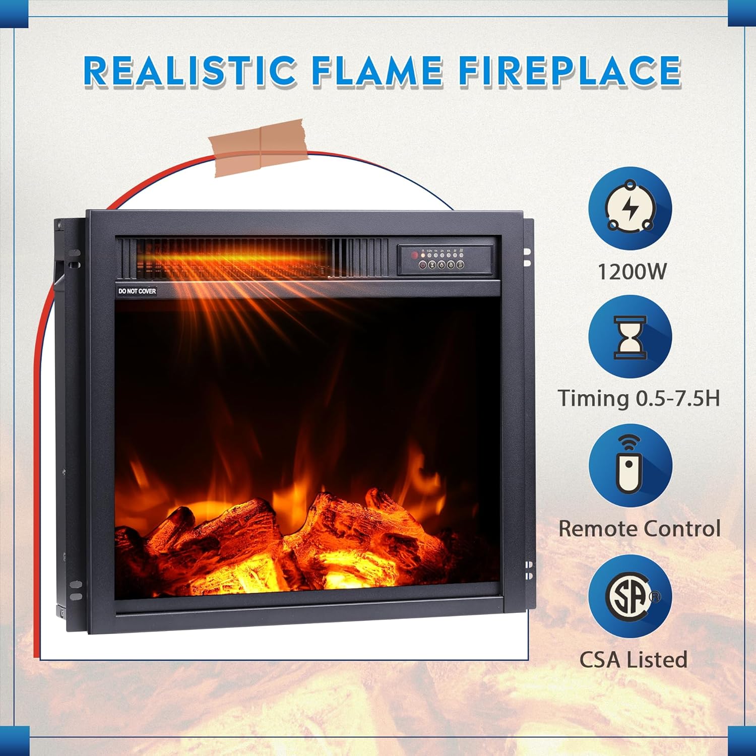 WLIVE Soporte de TV con chimenea para televisores de hasta 65 pulgadas, consola de TV con chimenea eléctrica con luces LED, soporte de TV moderno