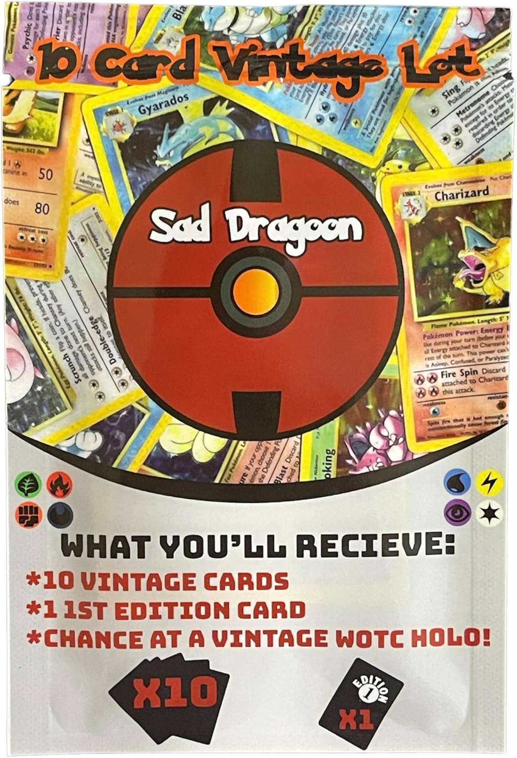 Sad Dragoon Lote vintage auténtico de 10 cartas All Wotc con 1 primera edición