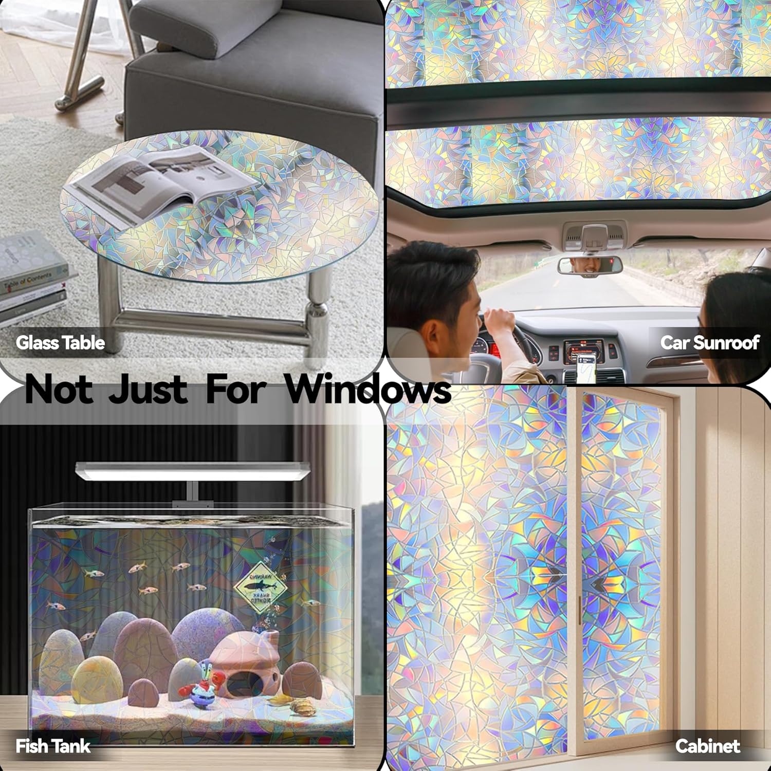 Película de privacidad para ventana, 17.5 x 78.7 pulgadas, película de ventana arcoíris para privacidad de vidrio, película decorativa para