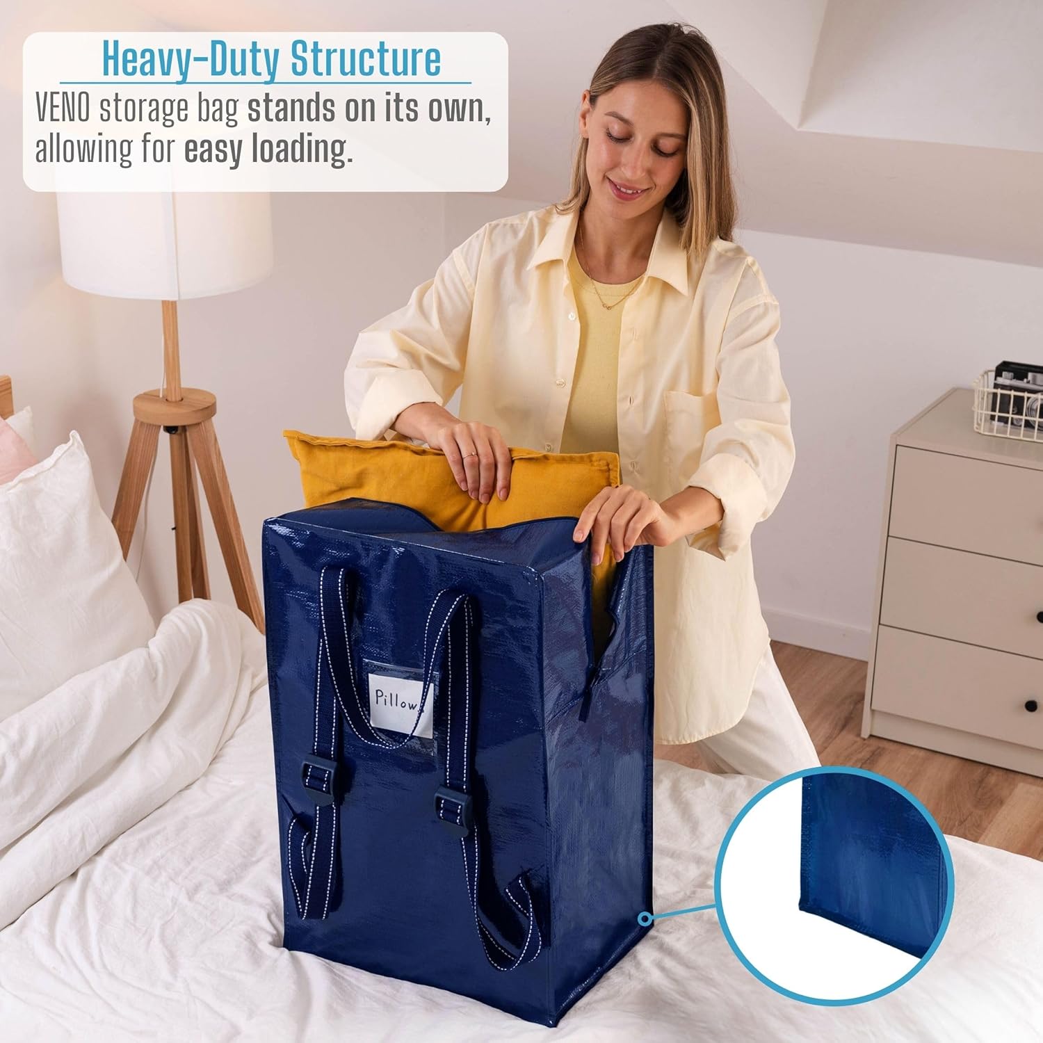 VENO Paquete de 2 bolsas de mudanza con correas ajustables para mochila, cajas de mudanza y contenedores de almacenamiento alternativos, suministros