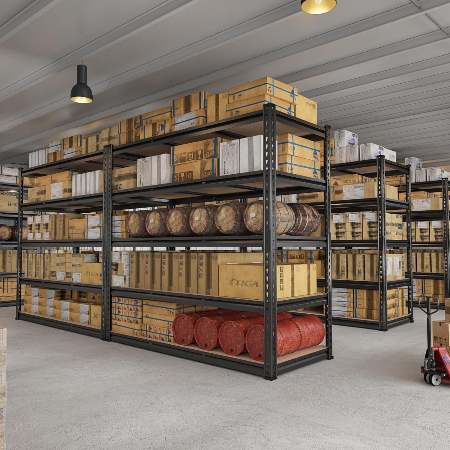 REIBII 48.2”W Garage Shelving Heavy Duty Storage Shelves 3000LBS Heavy Duty Shelving 72”H Adjustable Metal Shelves for Garage Storage Rack