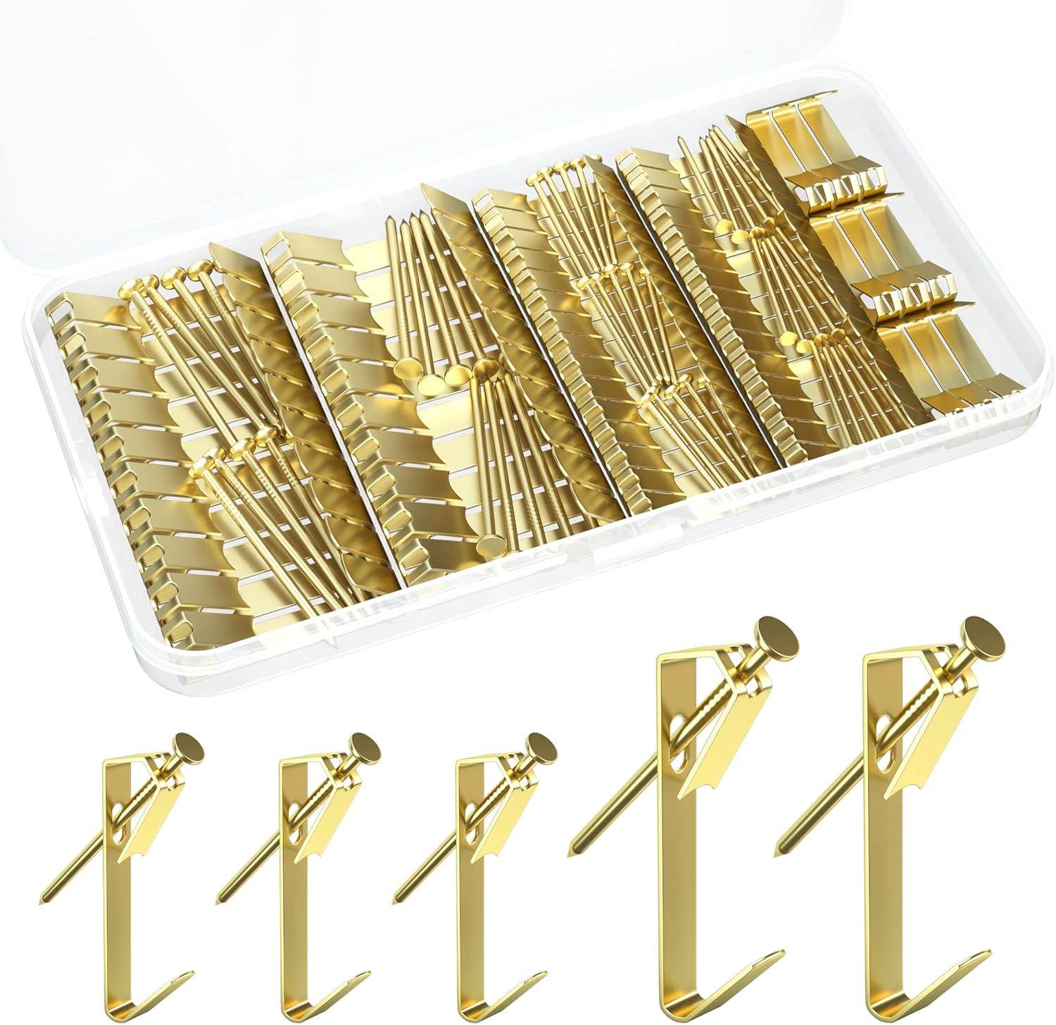 Ganchos para colgar cuadros, kit de 120 ganchos para colgar cuadros con clavos para pared de madera de yeso, incluye ganchos de 30 libras y 50