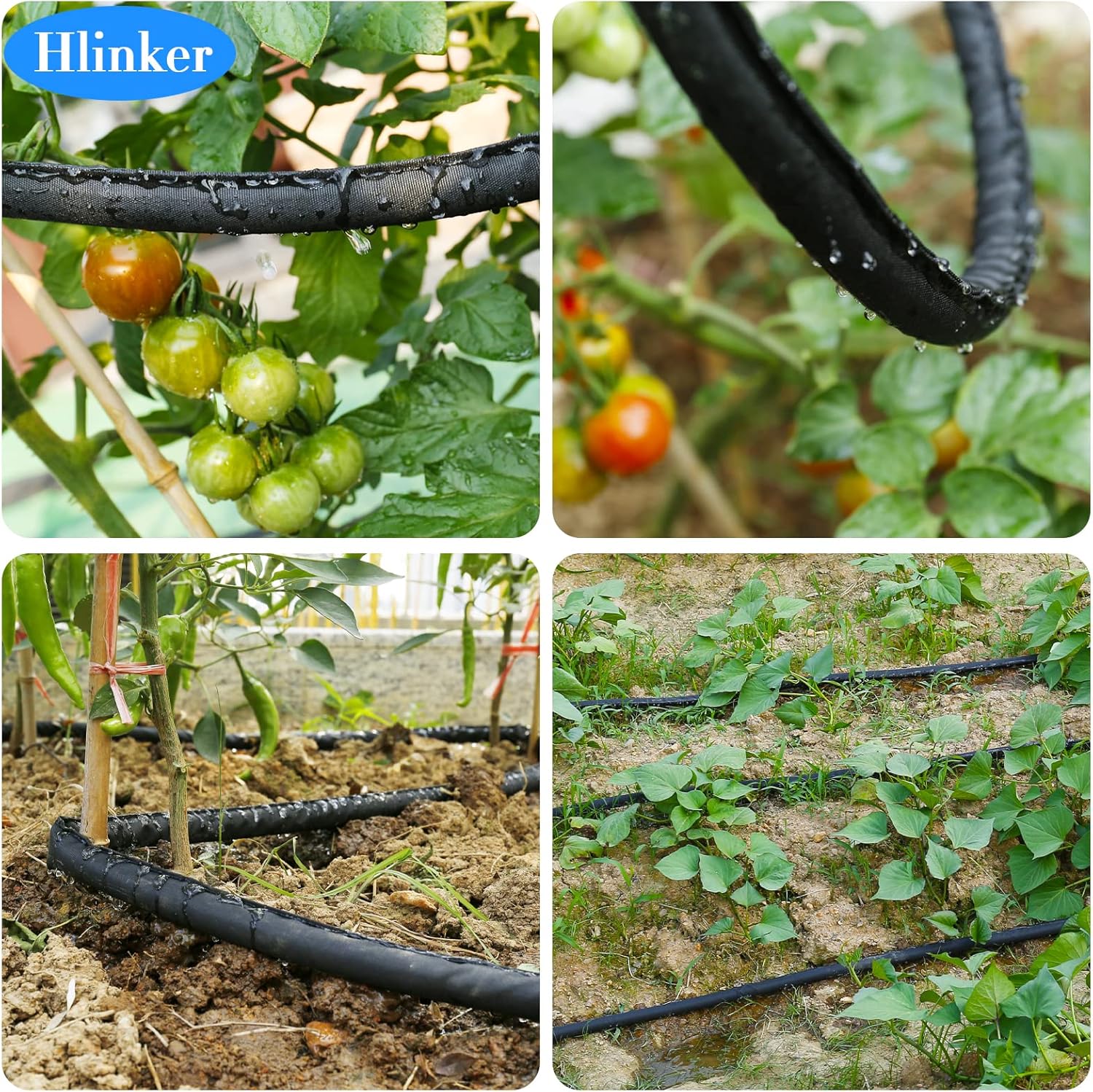 Manguera de remojo plana de 15, 25, 30, 50, 75, 100, 150 pies para camas de jardín, manguera de riego por goteo constante enlazable de 150 pies y 12