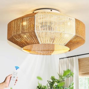 ainqiant Ventiladores de techo boho de montaje empotrado de 20 pulgadas con luces, ventilador de techo enjaulado de ratán con luz y control remoto, ainqiant Ventiladores de techo boho de montaje empotrado de 20 pulgadas con luces, ventilador de techo enjaulado de ratán con luz y control remoto,