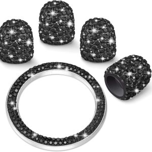 Cubiertas universales de diamantes de imitación con 1 pieza de diamantes de imitación de automóvil, anillo de emblema para botón de encendido de Cubiertas universales de diamantes de imitación con 1 pieza de diamantes de imitación de automóvil, anillo de emblema para botón de encendido de