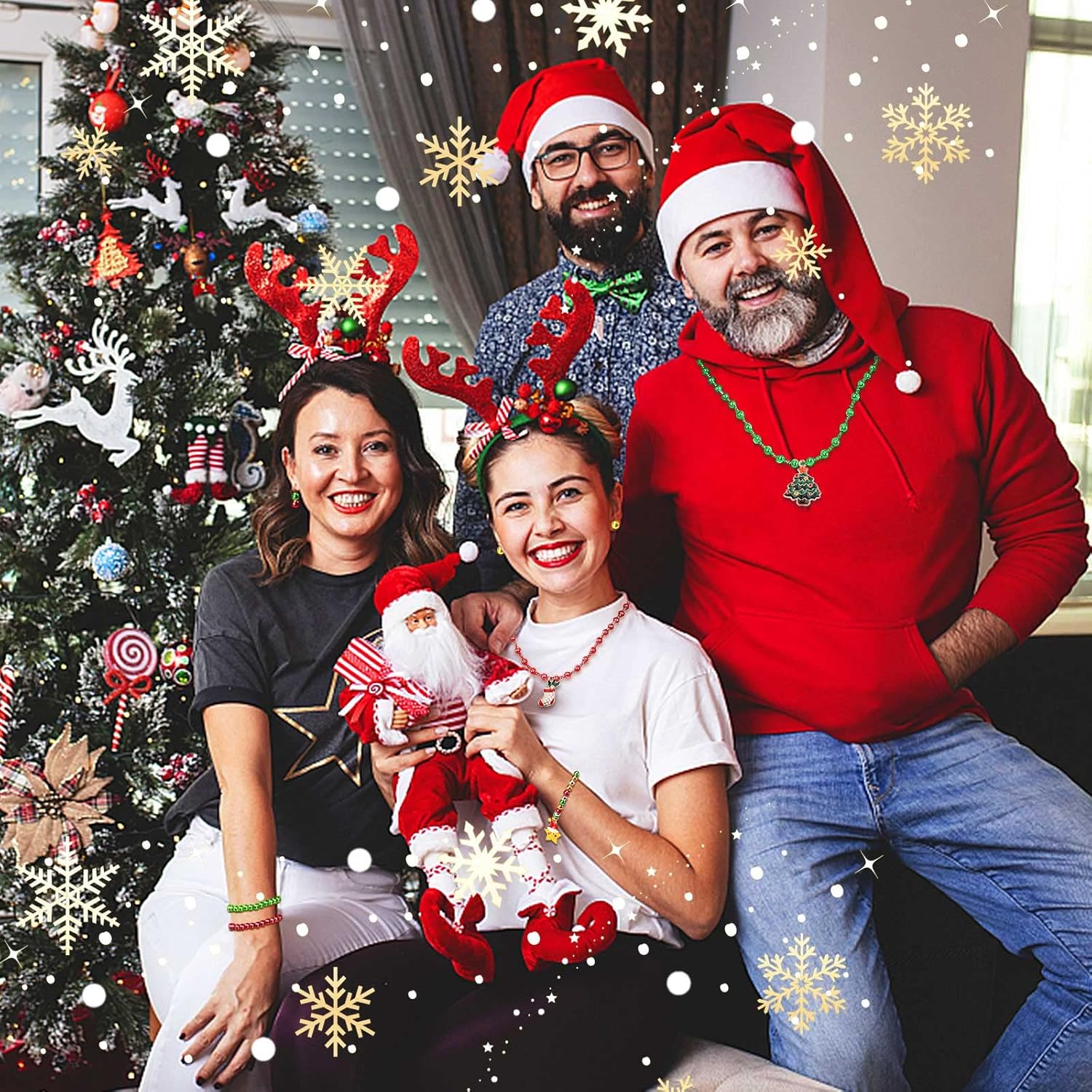 UPINS 1500 cuentas de Navidad para hacer joyas, pulseras de 0.236 pulgadas, redondas, pequeñas cuentas espaciadoras, cuentas para manualidades,