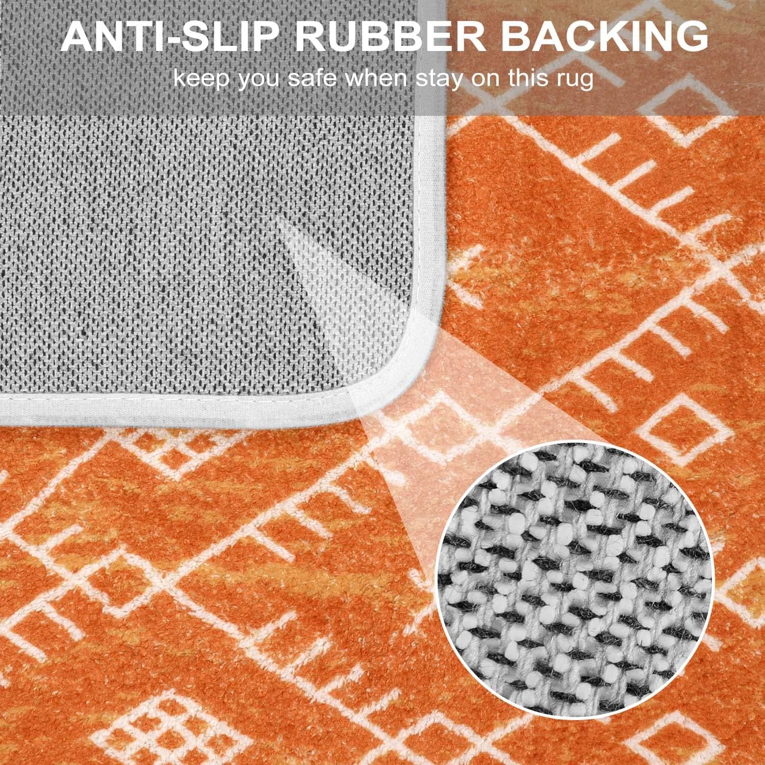 Uphome Alfombras de baño de 18 x 25 pulgadas, color naranja, bohemio, antideslizante, marroquí, geométrica, alfombra de baño de terciopelo suave,