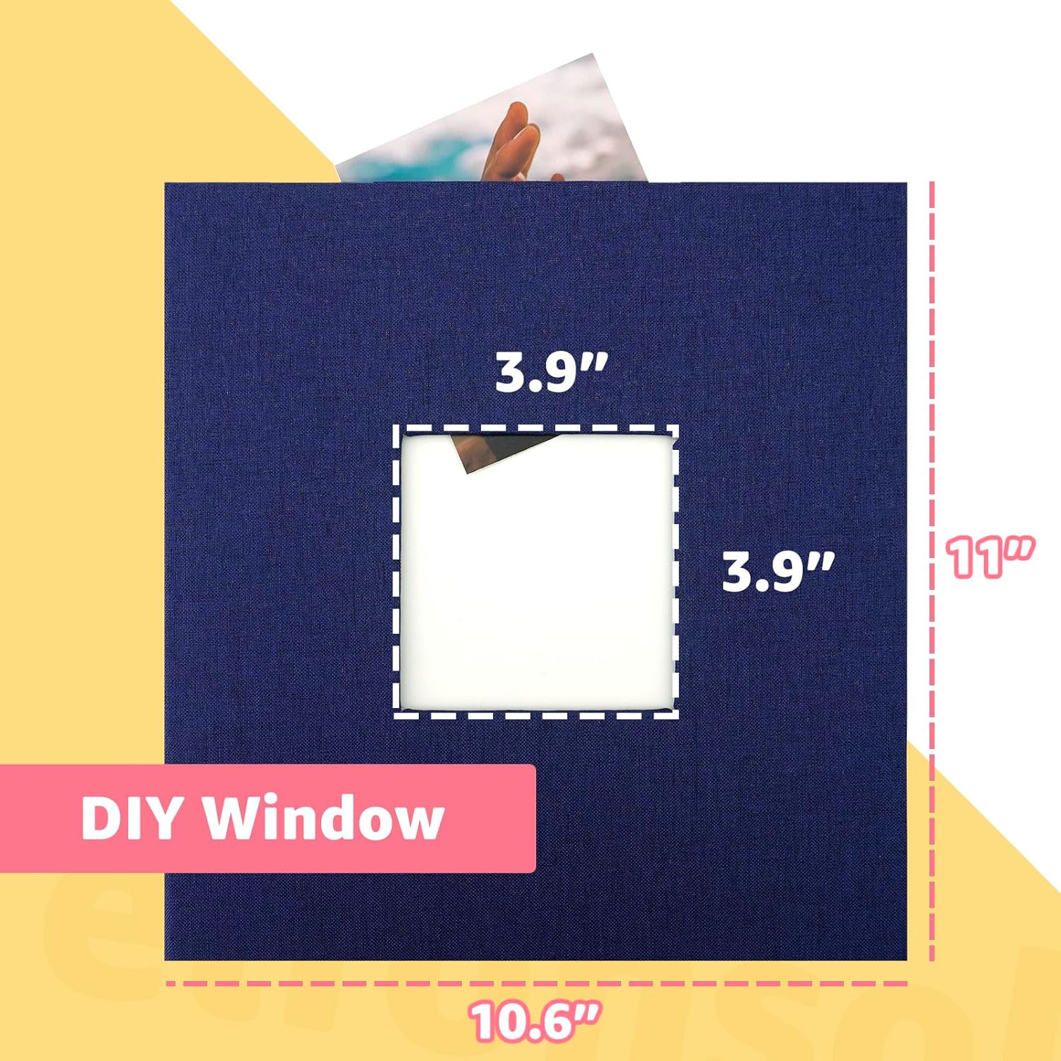 Álbum de fotos autoadhesivo con ventana de visualización de imágenes, álbum de recortes de bricolaje para imagen de 4 x 6, 5 x 7, 8 x 10, 40 páginas