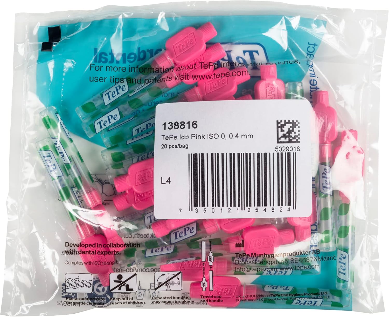 TEPE Cepillo Interdental Original Rosa 0.016 in Paquete de 20