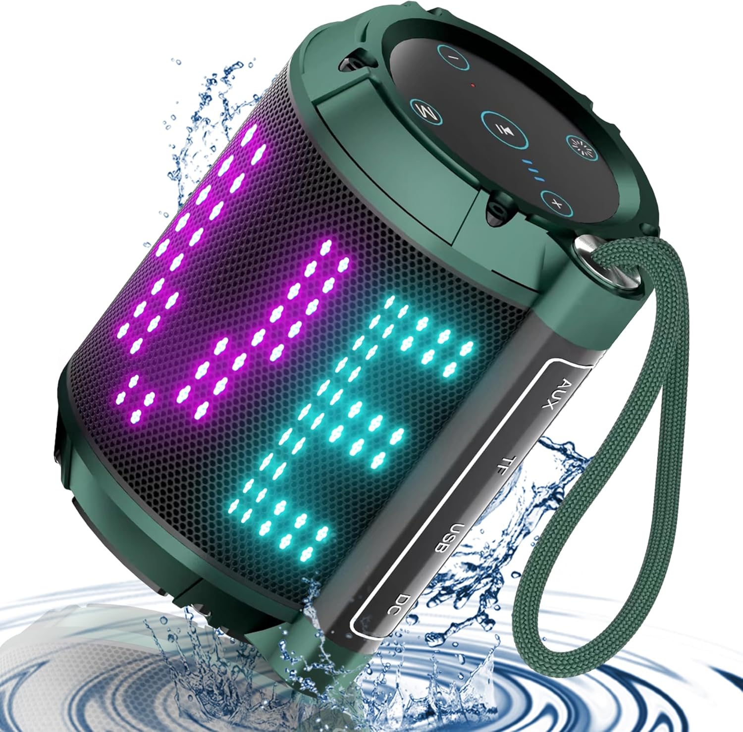 Altavoz Bluetooth portátil DIY Retro Pixel Art, IPX7 impermeable, altavoz inalámbrico para exteriores con graves profundos, tiempo de reproducción