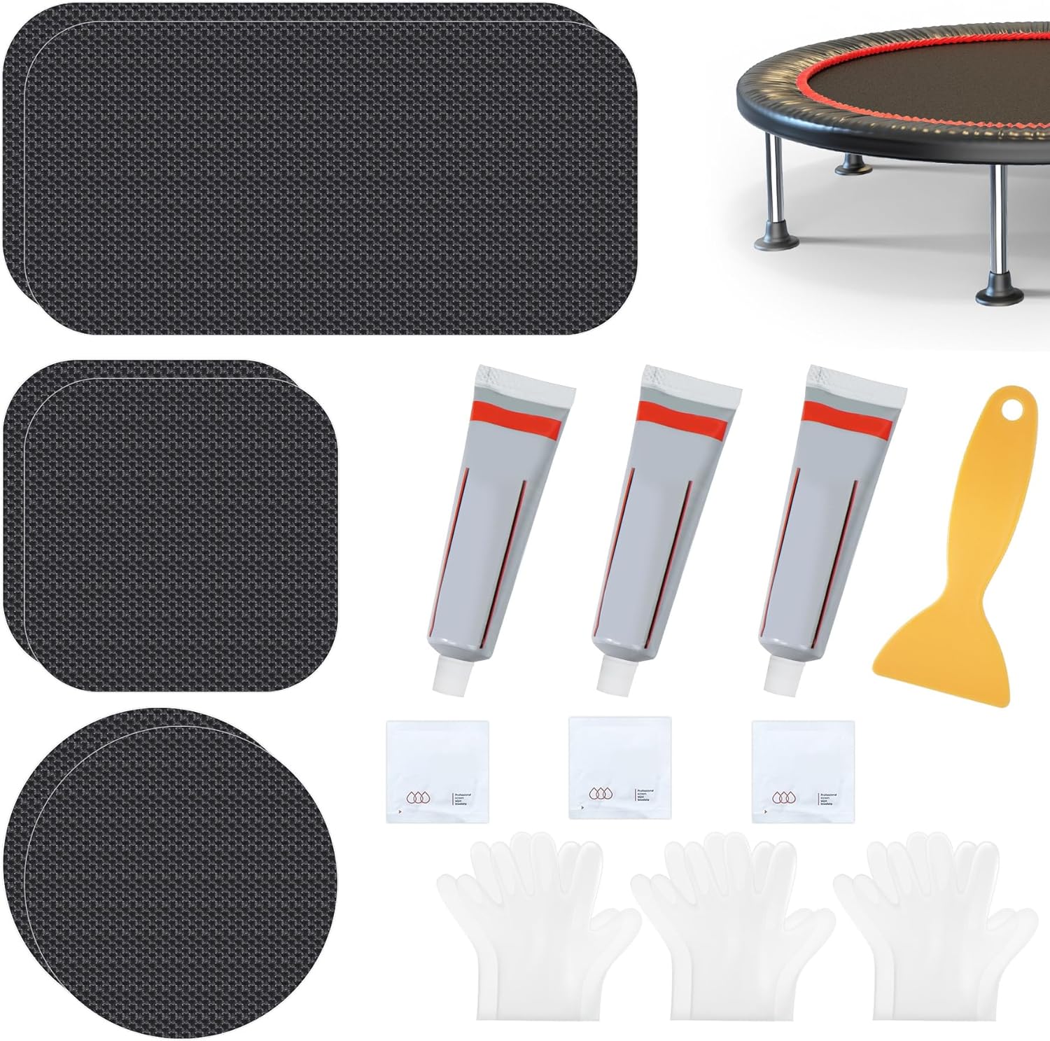 Kit de reparación de parches de trampolín de 3 tamaños  Reparación de rotura o agujero en una alfombrilla de trampolín