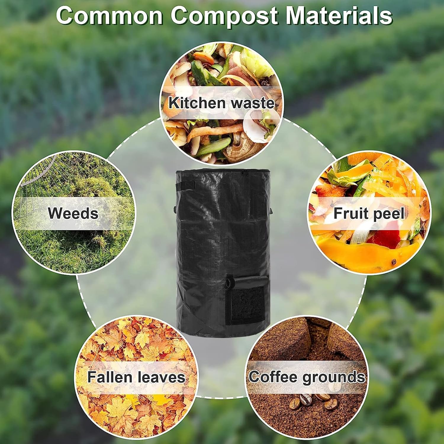Bolsa de basura reutilizable para compost, bolsa de basura para jardín, contenedor grande de fertilizante, caja de colección de fertilizantes, 80