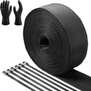 CARDI Cinta de protección térmica de fibra de vidrio negra de 1 pulgada x 16 pies con 4 lazos y guantes de acero inoxidable negro CARDI Cinta de protección térmica de fibra de vidrio negra de 1 pulgada x 16 pies con 4 lazos y guantes de acero inoxidable negro