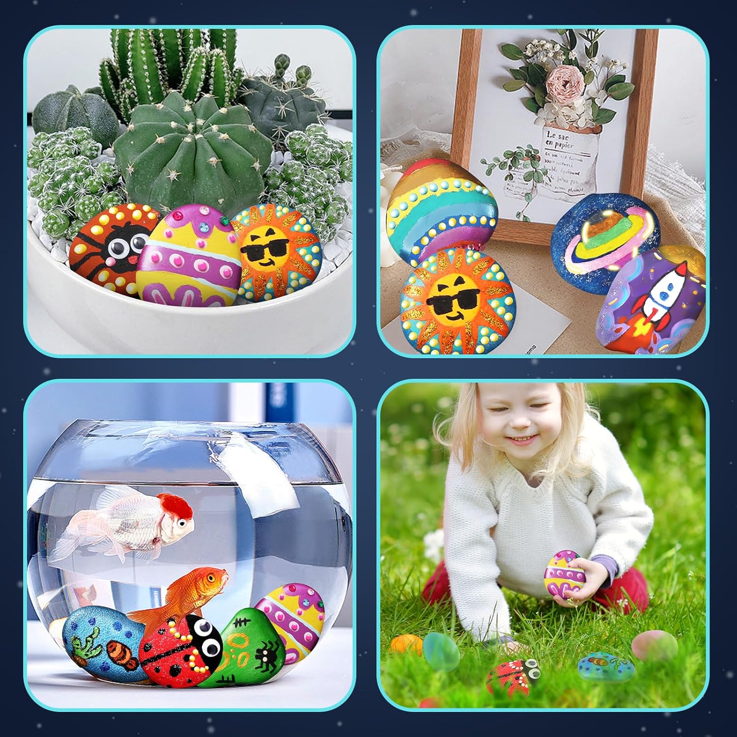 BainGesk Kit de pintura de roca que brilla en la oscuridad para niños, juego de manualidades de pintura, regalos de artes y manualidades para edades