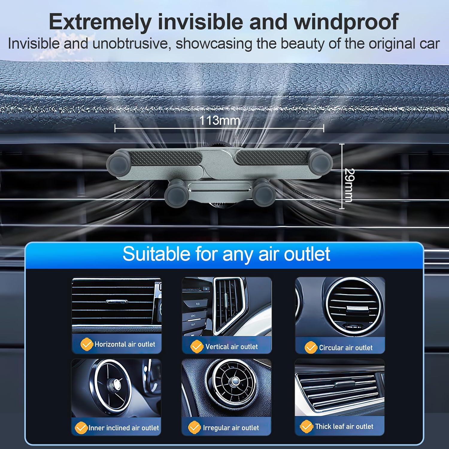 Soporte de teléfono para ventilación de automóvil, soporte de teléfono universal antivibraciones de 360, soporte universal para teléfono en el