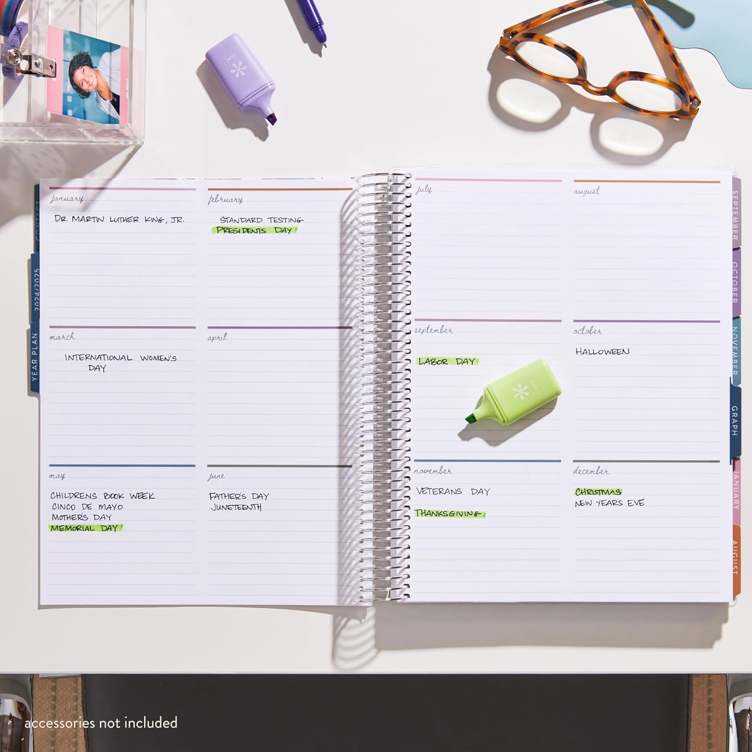 Erin Condren Agenda de lecciones para profesores en espiral de 85 x 11 pulgadas (agosto de 2024 a julio de 2025)  Marca la diferencia, cubierta