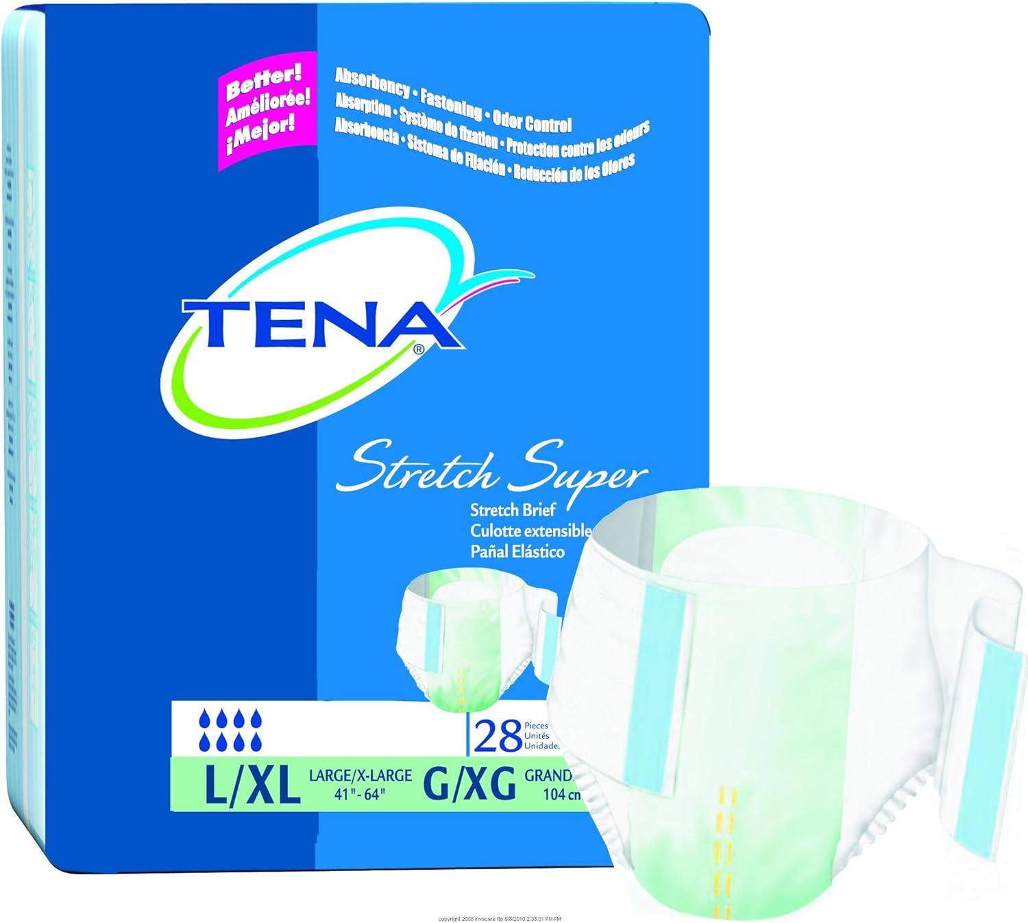 Tena Stretch Brief, Super Absorbency, Tena Stretch Super Brfs L-XL, (1 estuche, 56 cada uno)
