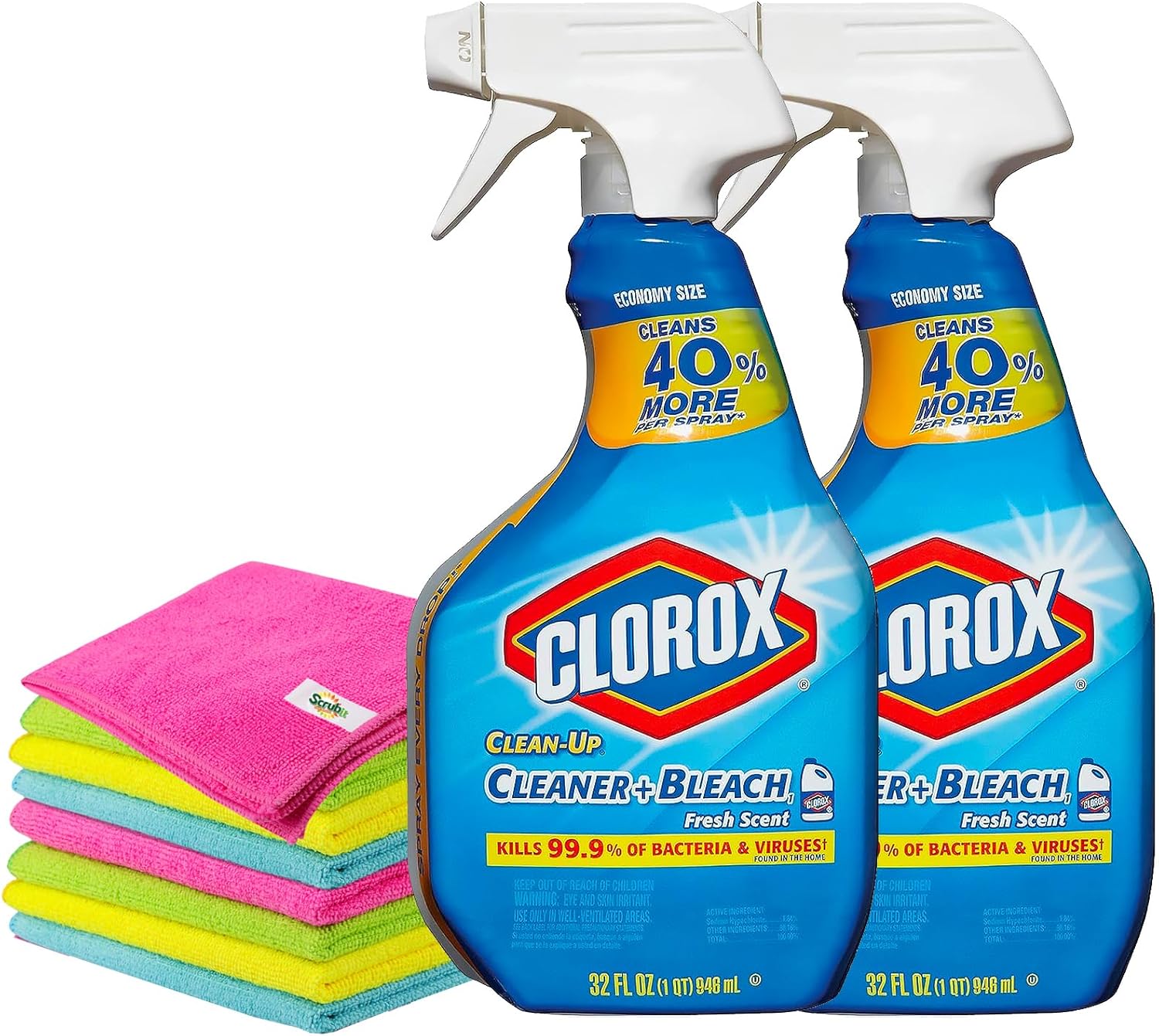 Limpiador de limpieza con blanqueador, 32 onzas (paquete de 2) en espray de blanqueador de aroma fresco  Limpieza multiusos de la casa para cocina,