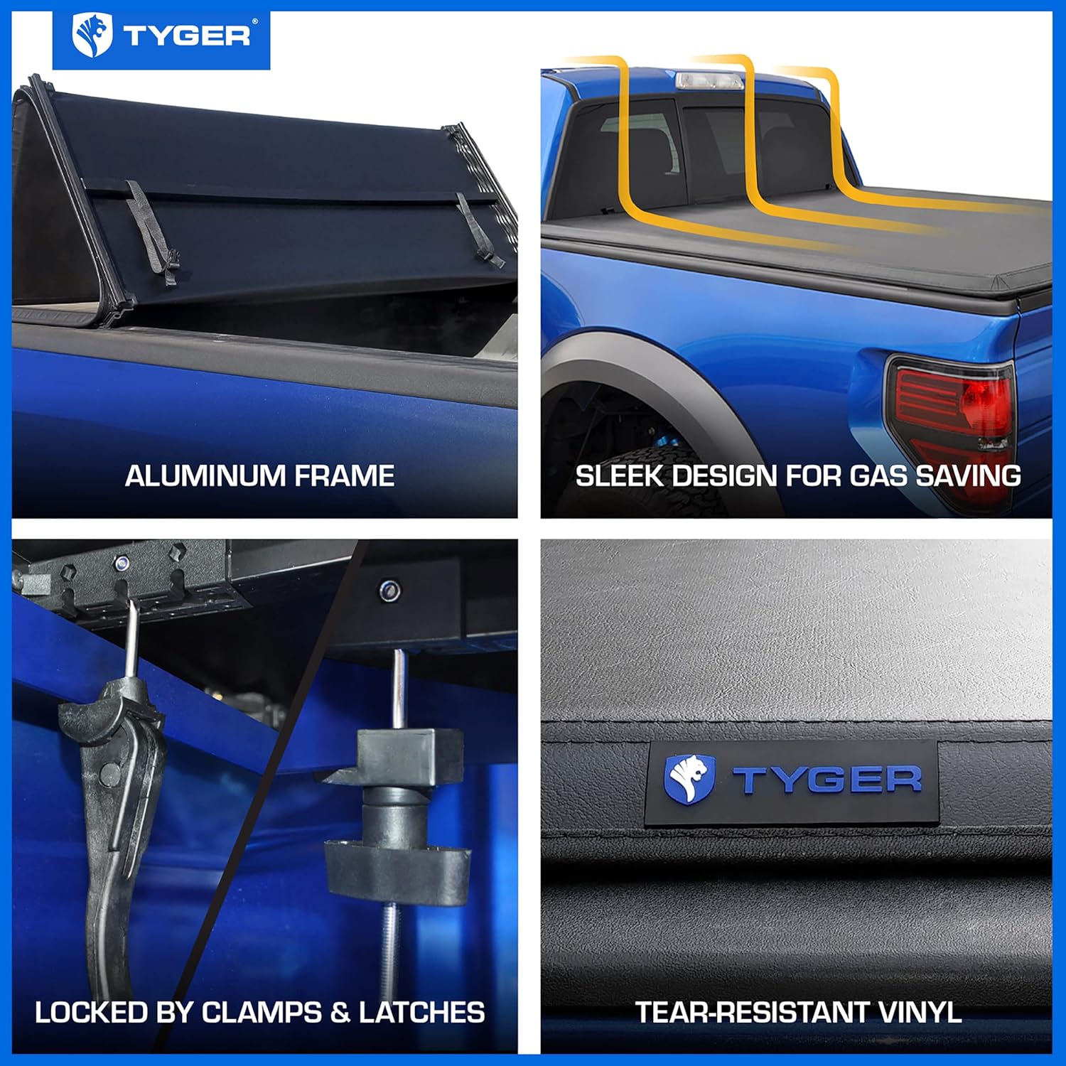 Tyger Auto T3 – Tapa plegable en tres partes para camioneta
