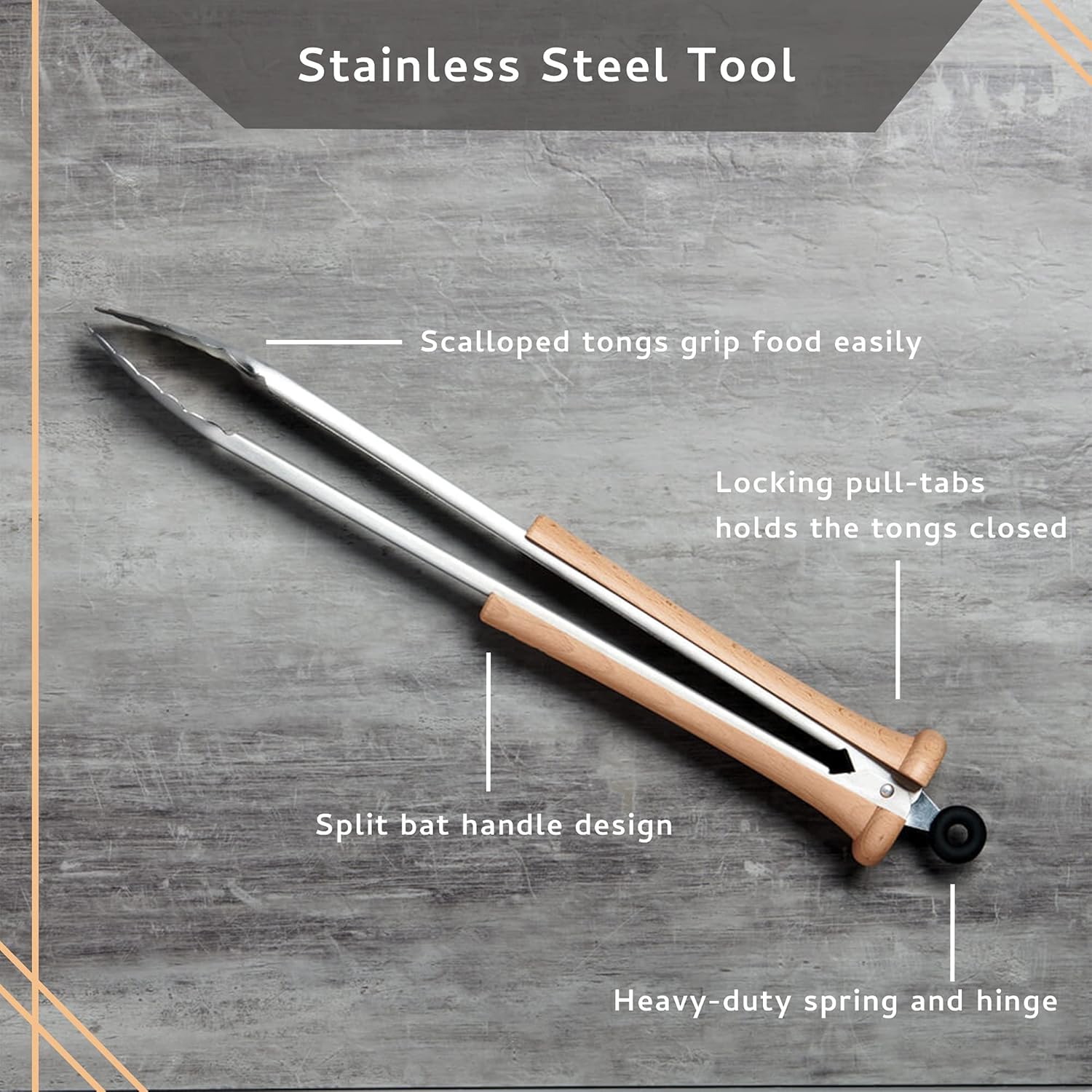 Baseball BBQ Pinzas para parrilla ‘Splitfinger’  Accesorios y utensilios para parrilla para aficionados al béisbol  Mango de murciélago de madera