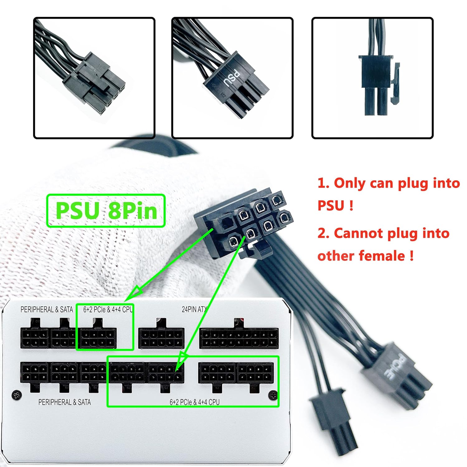 Cable PCIE macho a macho (negro A para fuente de alimentación Corsair)