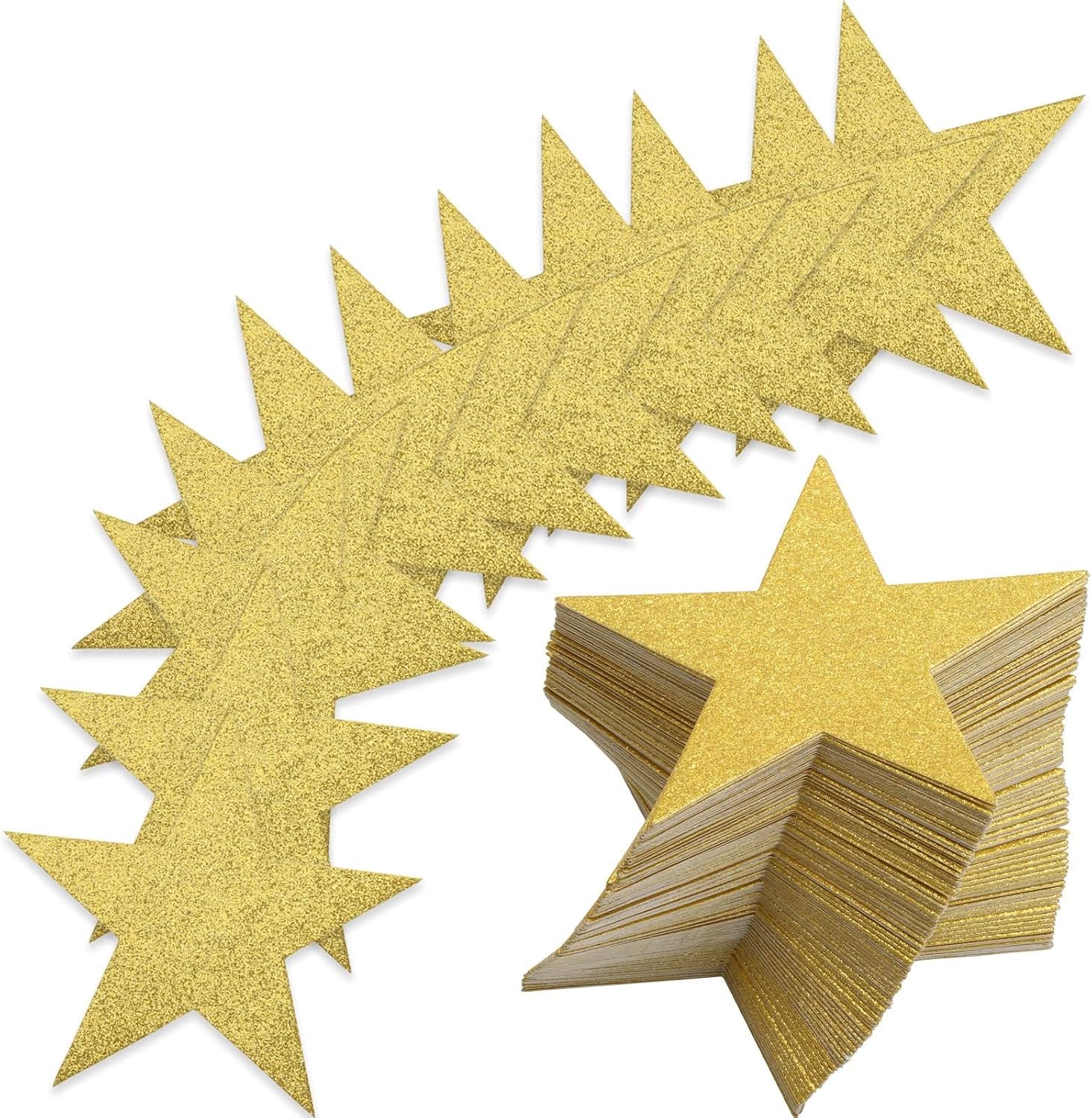160 recortes de estrellas con purpurina, estrellas de papel brillante, estrellas de confeti de cartón para tablón de anuncios, manualidades, acentos