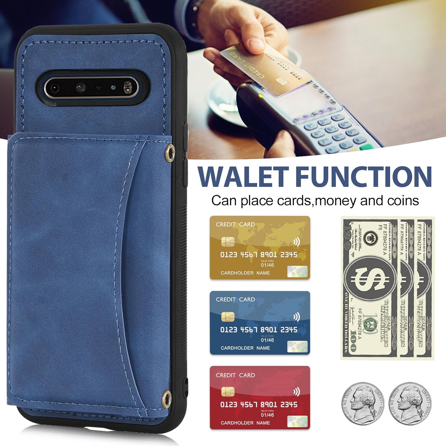 Asuwish Funda de teléfono para LG V60 ThinQ V60ThinQ 5G G9 Thin Q Wallet Cover con protector de pantalla de vidrio templado y soporte de tarjeta de