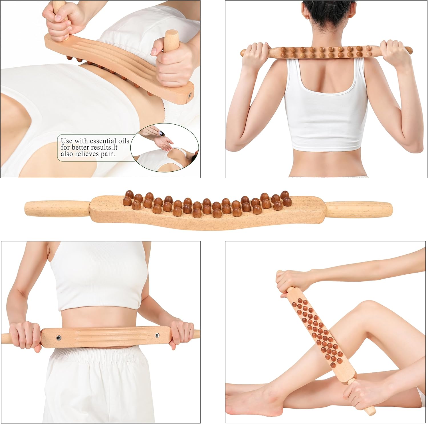 Guasha – Herramienta de masaje de madera para masaje de drenaje linfático corporal, herramientas de escultura para terapia de madera, anticelulitis,