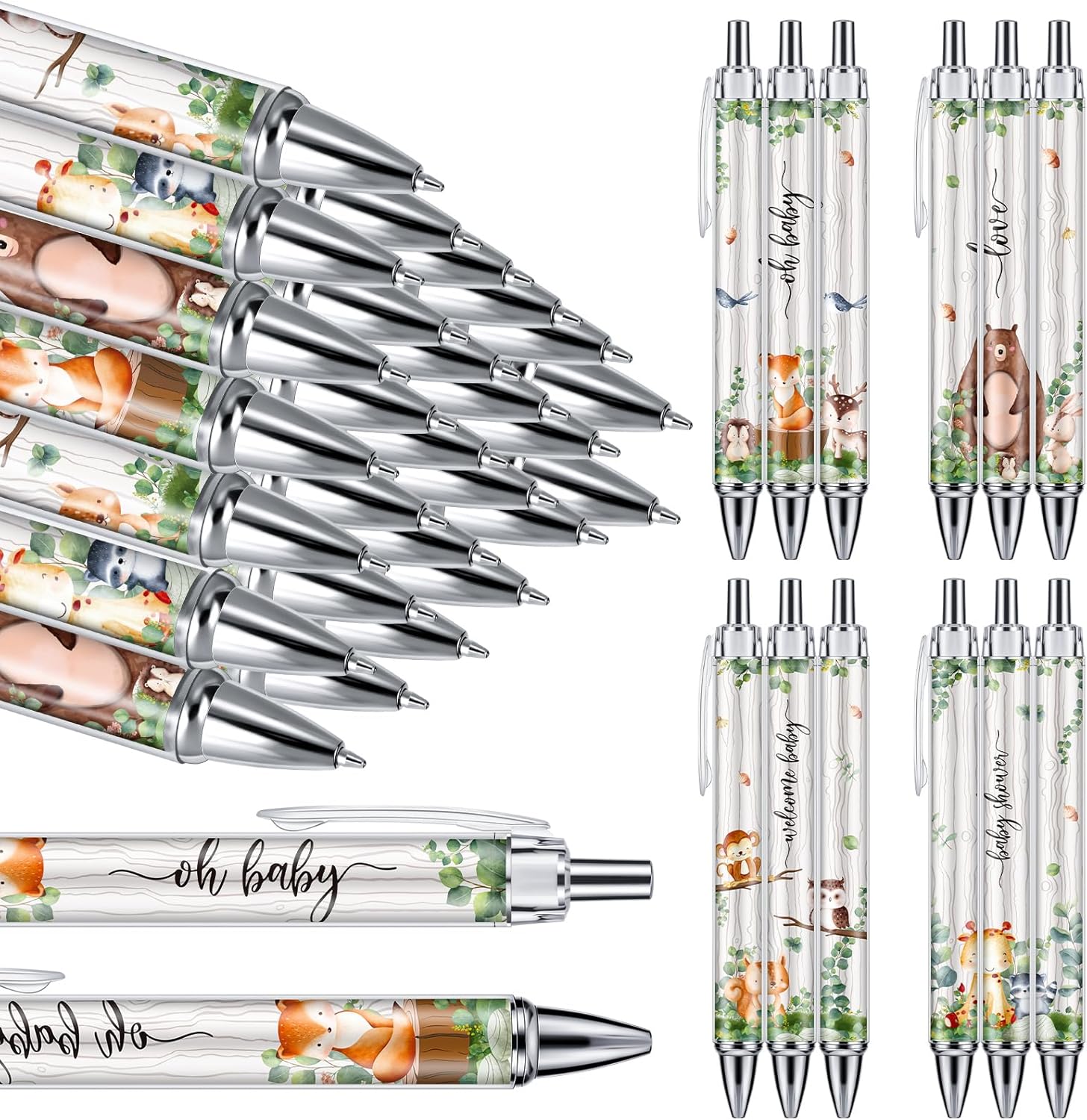 48 bolígrafos retráctiles para baby shower, bolígrafos retráctiles a granel, bolígrafos de tinta negra con punta de lápiz capacitivo, regalos para