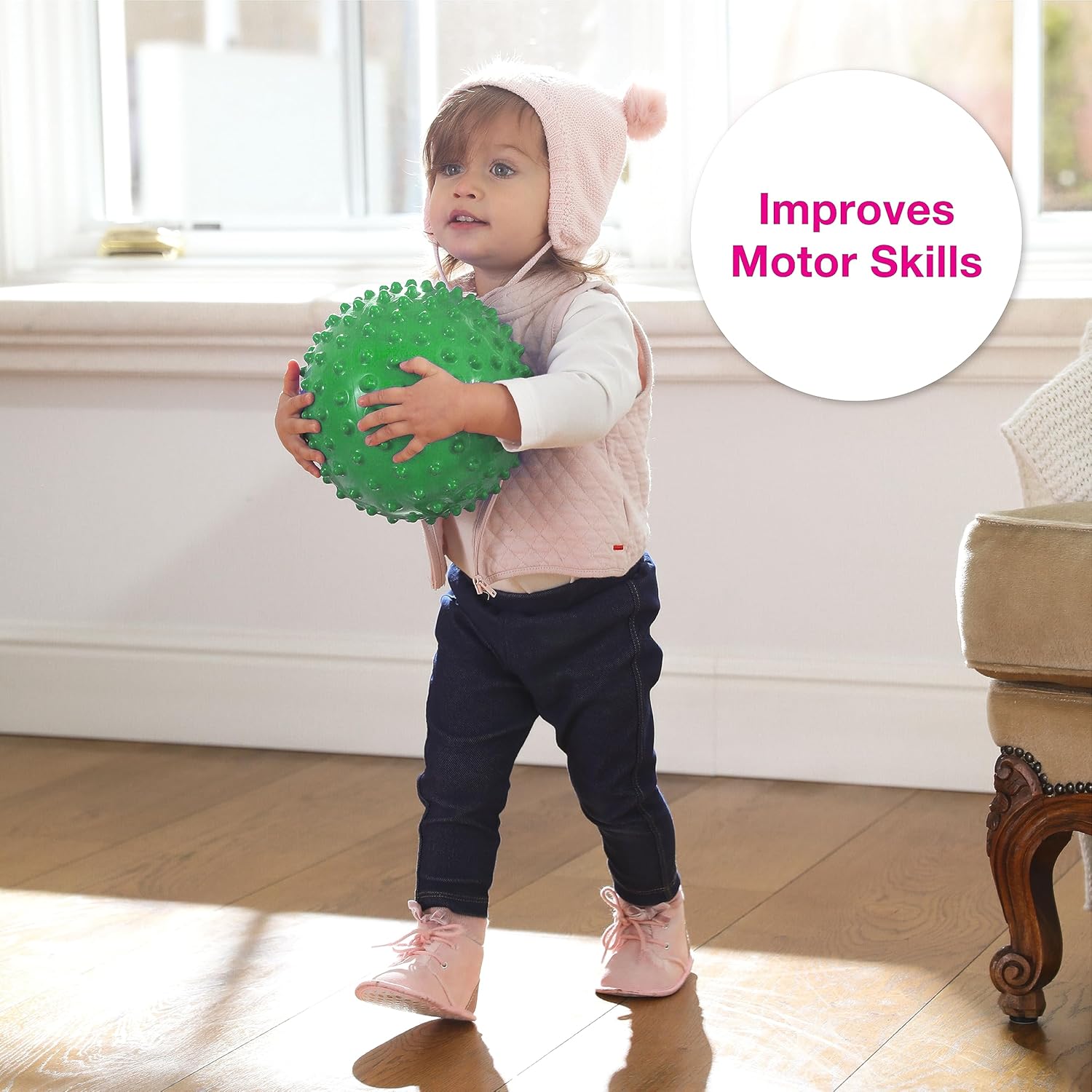 Edushape The Original Sensory Ball for Baby – 7″ Baby Ball That Helps Enhance Gross Motor Skills for Kids Aged 6 Months & Up – Vibrant, Colorful and