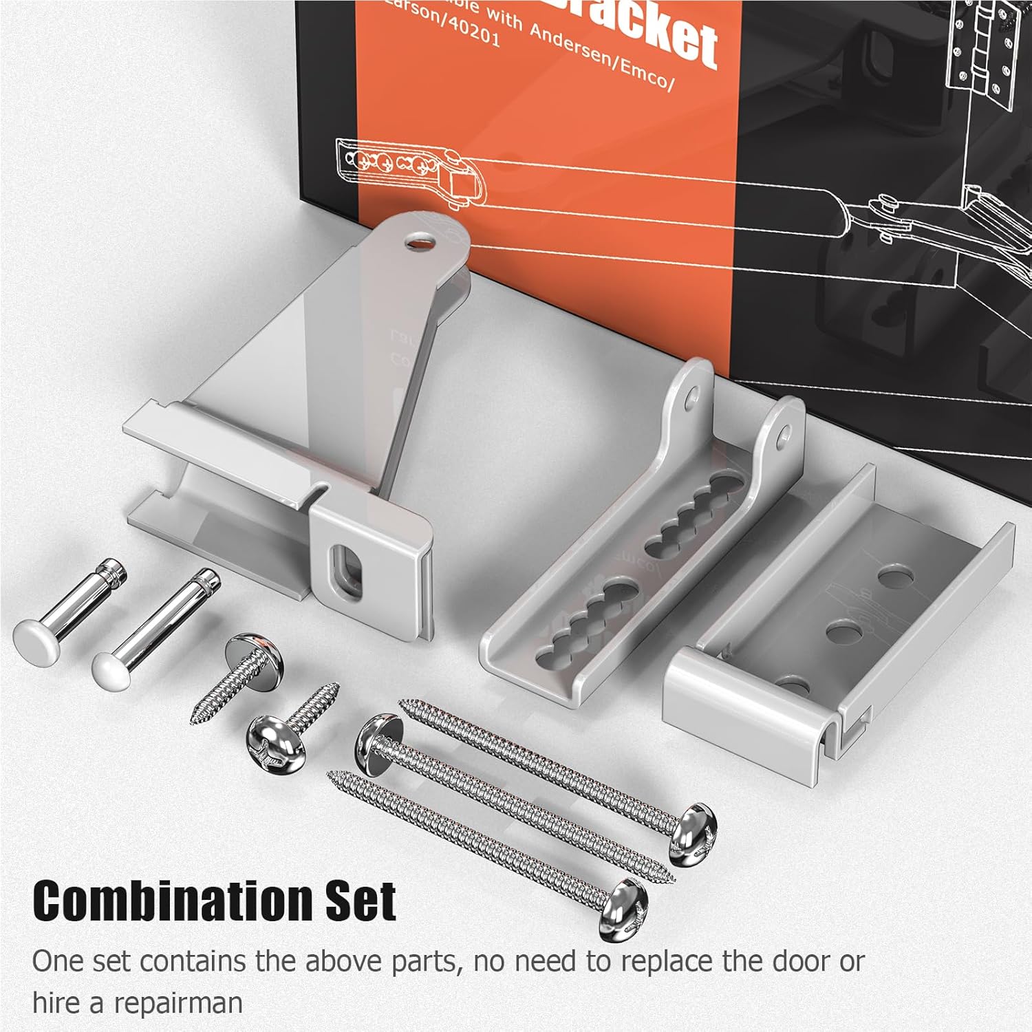 Storm Kit de soporte para cierrapuertas Andersen, 1 pieza de repuesto para puerta Storm para Andersen, Emco, Larson, 40201 kit de reparación de