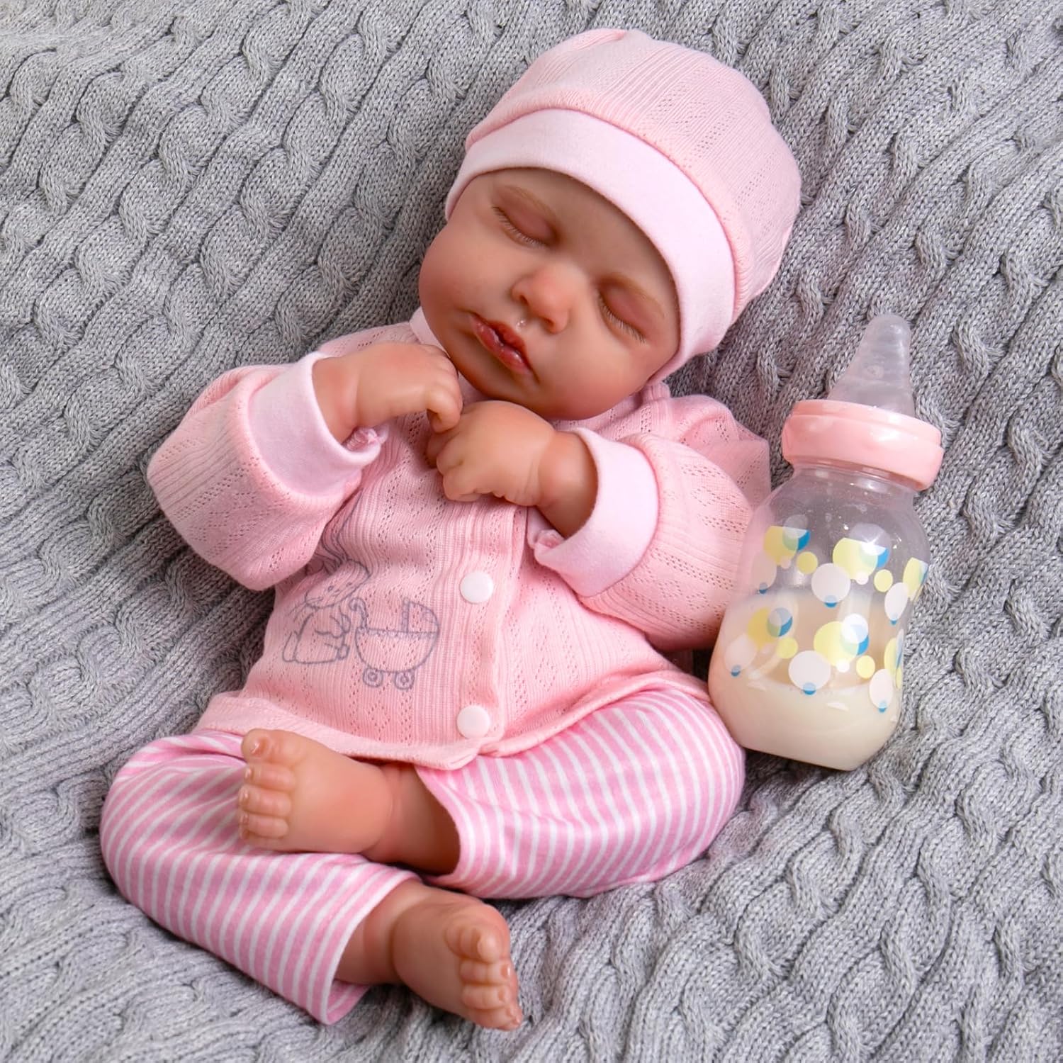 Aori Muñecas de bebé Reborn realistas, de 20 pulgadas, muñeca recién nacida realista con kit de alimentación, regalo para niños a partir de 3 años