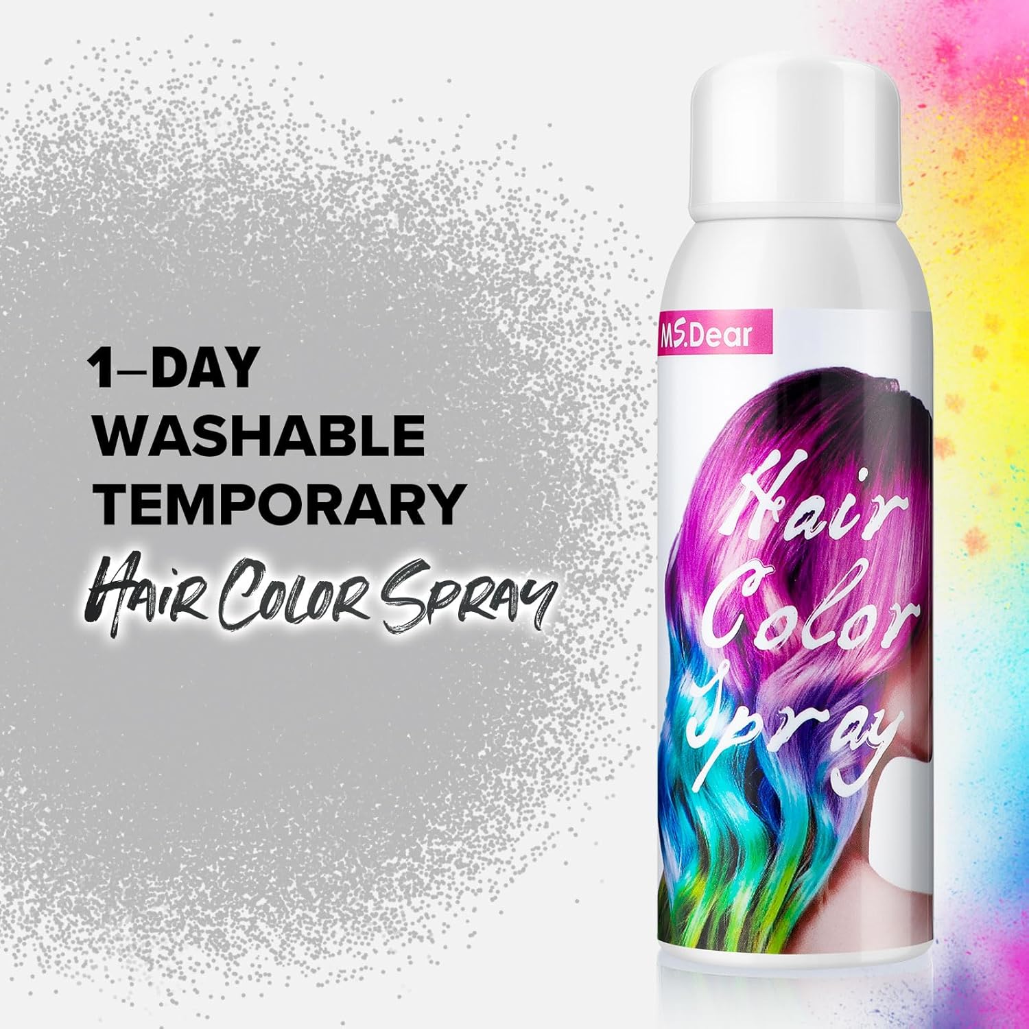 Tinte en aerosol para el cabello gris, color de un solo uso para el día del cabello loco, spray temporal para fiesta de Navidad, tinte temporal para
