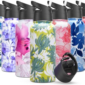 THILY – Botella de agua aislada de acero inoxidable, con triple aislamiento, 32 onzas, a prueba de fugas, boca ancha, reutilizable, con 2 tapas y THILY – Botella de agua aislada de acero inoxidable, con triple aislamiento, 32 onzas, a prueba de fugas, boca ancha, reutilizable, con 2 tapas y