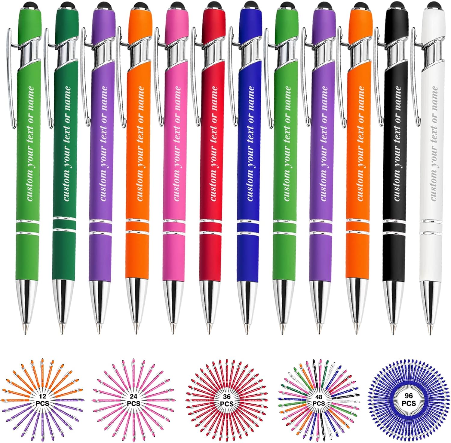 Bolígrafos personalizados con nombre a granel, juego de bolígrafos personalizados, lápiz capacitivo grabado, logotipo, texto, regalo para negocios,