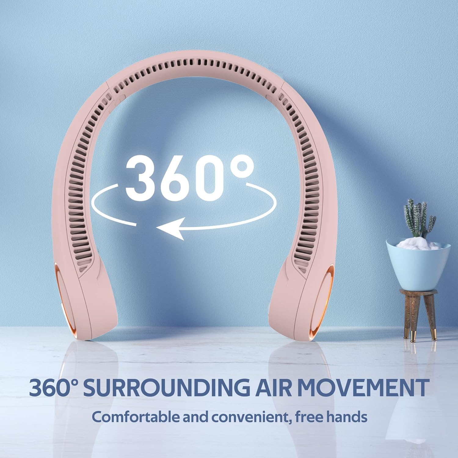 Ventilador de cuello portátil, ventilador sin aspas manos libres, ventilador personal de enfriamiento de 360, ventilador silencioso portátil para